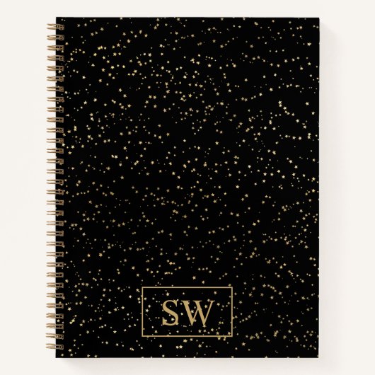 Mit Monogramm Notebook mit winzigen Gold Stars Notizblock (Vorderseite)