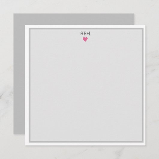 Mit Monogramm Notizzettel in Grau und Rosa Einladung (Vorne/Hinten)