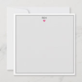 Mit Monogramm Notizzettel in Grau und Rosa Einladung (Vorderseite)