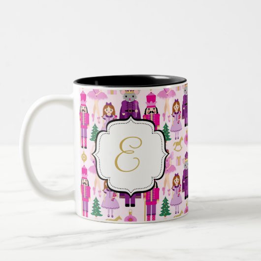 Mit Monogramm Nussknacker-Reihen-Tee-Kaffee-Tasse Zweifarbige Tasse (Links)
