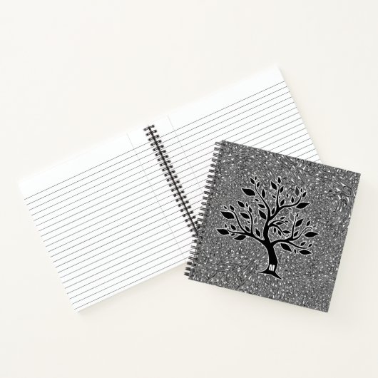 Mit Monogramm Oak Tree Silhouette mit Paisley Notizblock (Innenseite)