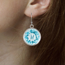 Mit Monogramm Ohrringe aus Aquamarine