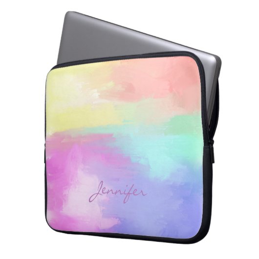 Mit Monogramm Ölfarben Pinselstriche Laptopschutzhülle (Vorderseite Links)