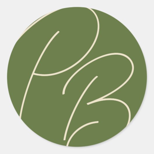 Mit Monogramm Olive Green Charm Hochzeit Runder Aufkleber (Vorderseite)