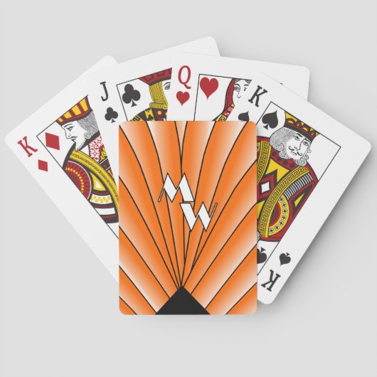 Mit Monogramm Orange Art Deco Spielkarten (Rückseite)