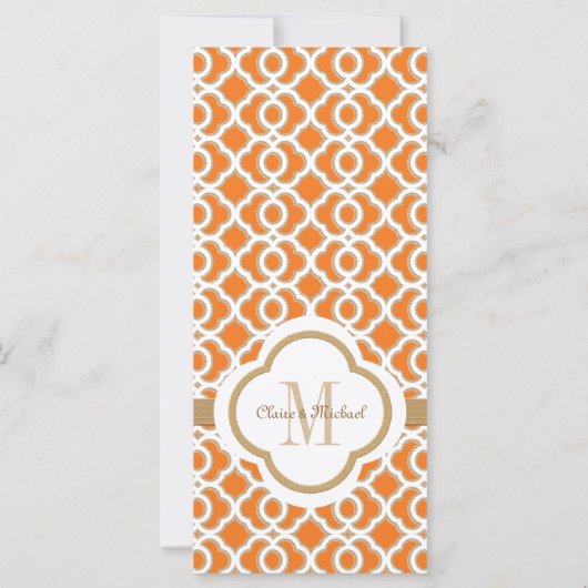 Mit Monogramm Orange Gold marokkanische Hochzeitsf (Rückseite)