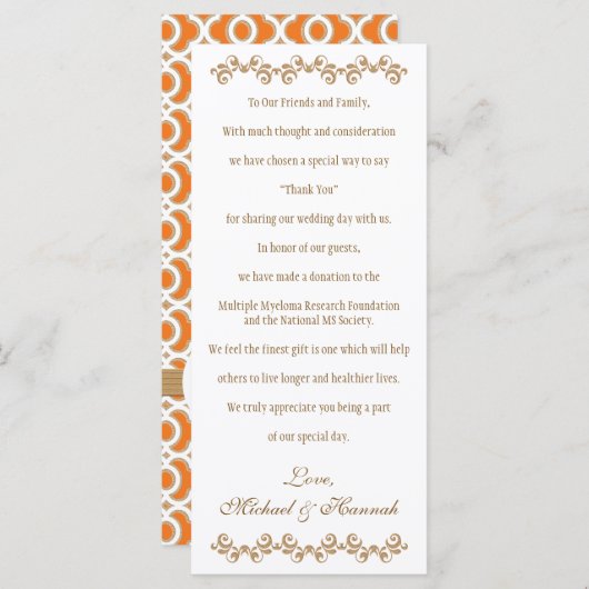 Mit Monogramm Orange Gold marokkanische Hochzeitsf (Vorne/Hinten)