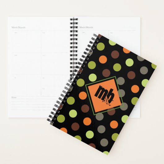 Mit Monogramm Orange Green Brown Polka Dot Planer (Anzeige)