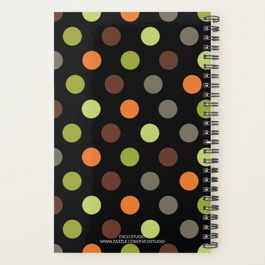 Mit Monogramm Orange Green Brown Polka Dot Planer (Rückseite)