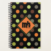 Mit Monogramm Orange Green Brown Polka Dot Planer (Vorderseite)