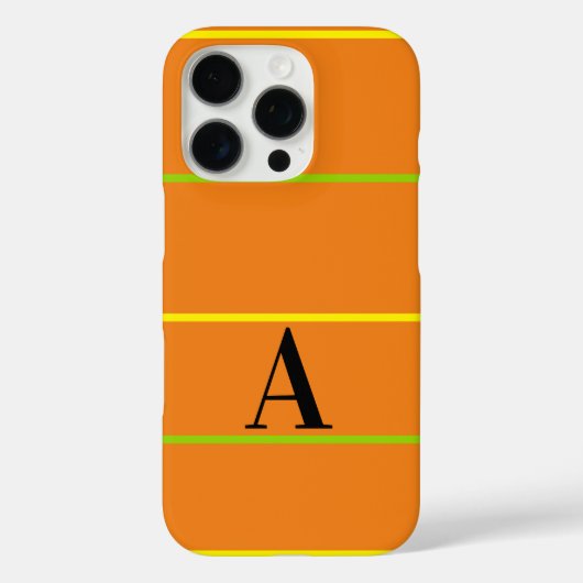 Mit Monogramm orange grüne Streifen Case-Mate iPhone Hülle (Rückseite)