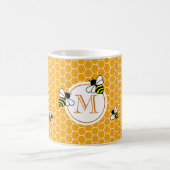 Mit Monogramm Orange Honeycomb Muster mit Bienen Kaffeetasse (Mittel)
