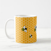 Mit Monogramm Orange Honeycomb Muster mit Bienen Kaffeetasse (Links)