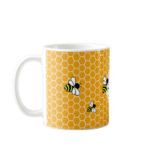 Mit Monogramm Orange Honeycomb Muster mit Bienen