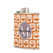 Mit Monogramm Orange Owls Flachmann (Links)