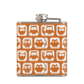 Mit Monogramm Orange Owls Flachmann (Rückseite)