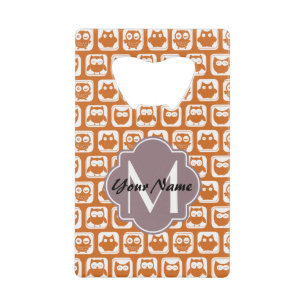 Mit Monogramm Orange Owls Geldkarten Flaschenöffner