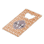 Mit Monogramm Orange Owls Geldkarten Flaschenöffner (Vorderseite Schrägansicht)