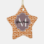 Mit Monogramm Orange Owls Keramik Ornament (Rechts)