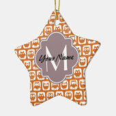 Mit Monogramm Orange Owls Keramik Ornament (Links)