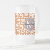 Mit Monogramm Orange Owls Mattglas Bierglas (VorderseiteRechts)