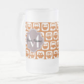Mit Monogramm Orange Owls Mattglas Bierglas (Vorderseite Links)