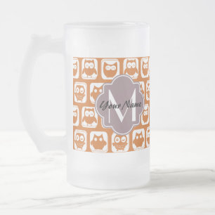 Mit Monogramm Orange Owls Mattglas Bierglas