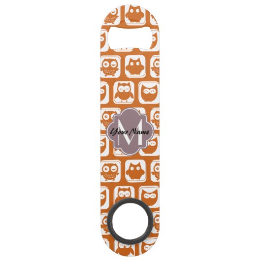 Mit Monogramm Orange Owls Speed Flaschenöffner (Vorderseite)