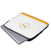Mit Monogramm Orange Script Laptopschutzhülle (Vorne Knopf)