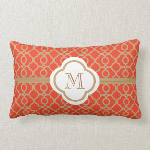 Mit Monogramm Orange und Gold marokkanisch Lendenkissen