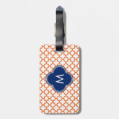 Mit Monogramm Orange und Royal Blue Quatrefoil Gepäckanhänger (Rückseite vertikal)