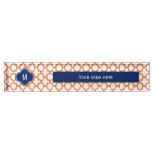 Mit Monogramm Orange und Royal Blue Quatrefoil Namensplakette (Vorderseite)