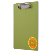 Mit Monogramm Orangefarbene Scheibe im grünen Hint Klemmbrett (Links)