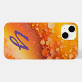 Mit Monogramm orangefarbener Glitzer Case-Mate iPhone Hülle (Rückseite (Horizontal))