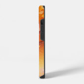 Mit Monogramm orangefarbener Glitzer iPhone Hülle (Linke Seite)