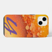 Mit Monogramm orangefarbener Glitzer iPhone Hülle (Rückseite (Horizontal))