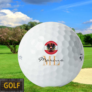 Mit Monogramm österreichische Flagge, Emblem und Ö Golfball
