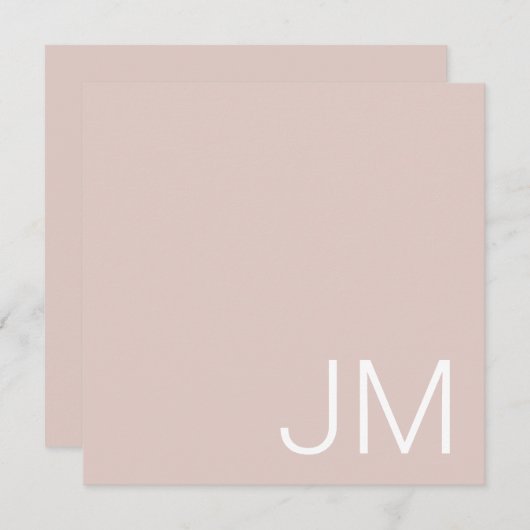 Mit Monogramm Oversible Blush Pink Chic Mitteilungskarte (Vorne/Hinten)