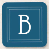 Mit Monogramm Ozean Blue & White Initial Getränkeuntersetzer (Vorderseite)