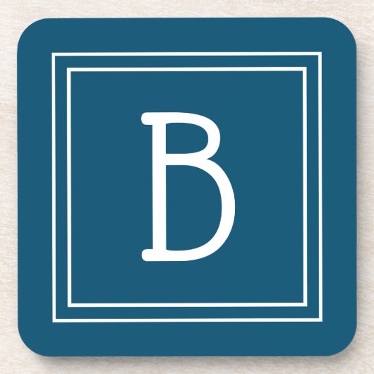 Mit Monogramm Ozean Blue & White Initial Getränkeuntersetzer (Vorderseite)