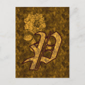 Mit Monogramm P Gold Peony Postcard Postkarte (Vorderseite)