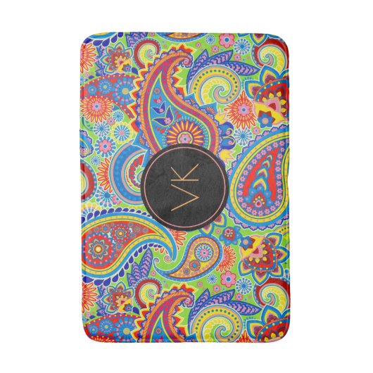 Mit Monogramm Paisley-Muster Badematte (Vorderseite Vertikal)