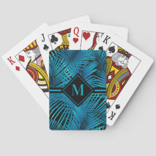Mit Monogramm Palm Türkis Spielkarten