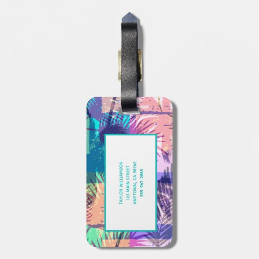 Mit Monogramm Palmbaum Gepäckanhänger (Rückseite vertikal)