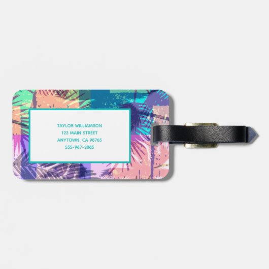 Mit Monogramm Palmbaum Gepäckanhänger (Rückseite horizontal)