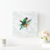 Mit Monogramm Papagei und Blume Quadratische Wanduhr (Zuhause)