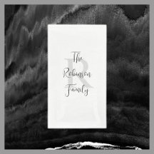 Mit Monogramm Papierhandtuch, weiß und schwarz