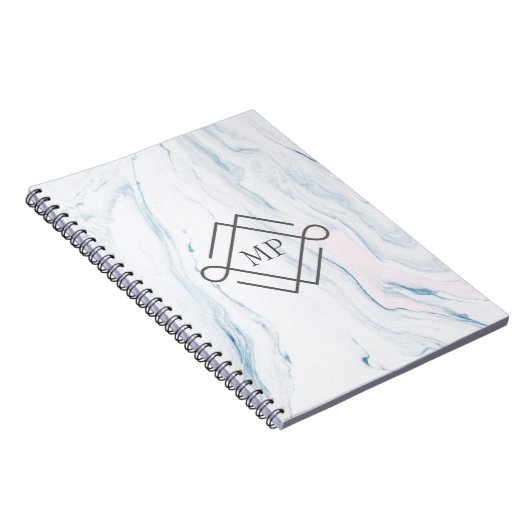 Mit Monogramm Pastel Marble Stone Notizblock (Rechte Seite)