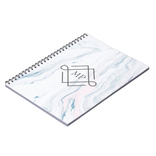 Mit Monogramm Pastel Marble Stone Notizblock (Linke Seite)