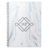 Mit Monogramm Pastel Marble Stone Notizblock (Vorderseite)